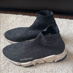 Balenciaga Black Sparkle Sock Runner Sneakers